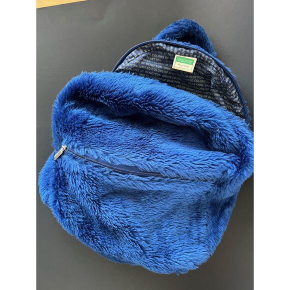 Vintage 90s United Colors of Benetton Blue Fuzzy Backpack - Rare main image 6